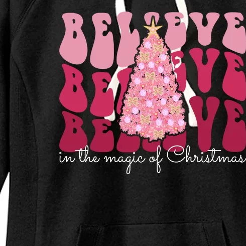 Believe Im The Magic Of Christmas Retro Holiday Women's Fleece Hoodie