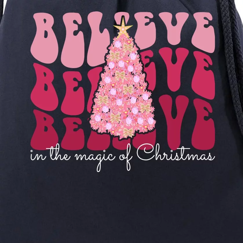 Believe Im The Magic Of Christmas Retro Holiday Drawstring Bag