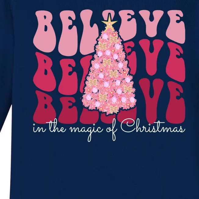 Believe Im The Magic Of Christmas Retro Holiday Baby Long Sleeve Bodysuit