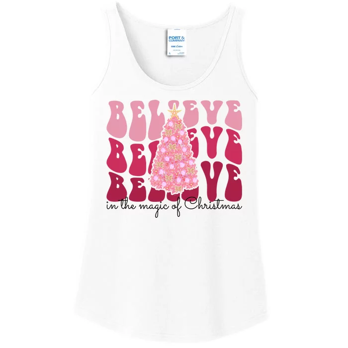 Believe Im The Magic Of Christmas Retro Holiday Ladies Essential Tank