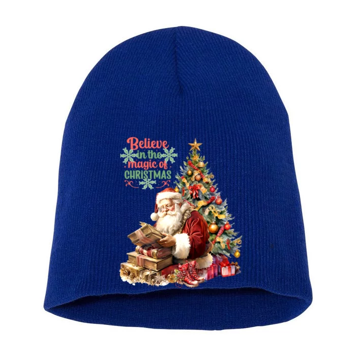 Believe In The Magic Of Christmas Vintage Santa Great Gift Short Acrylic Beanie