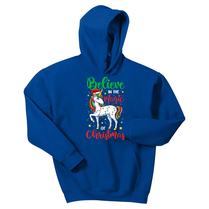 Believe In The Magic Of Christmas Unicorn Xmas Girl Meaningful Gift Kids Hoodie