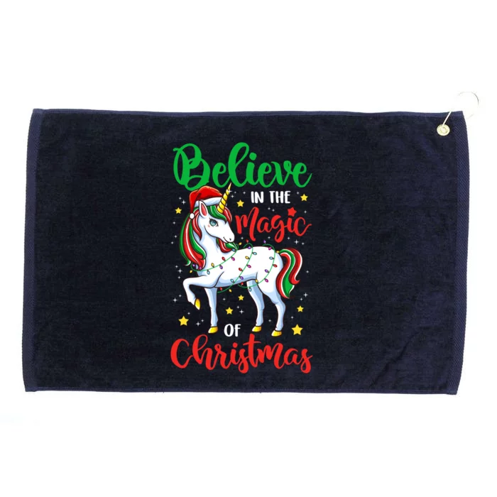 Believe In The Magic Of Christmas Unicorn Xmas Girl Meaningful Gift Grommeted Golf Towel