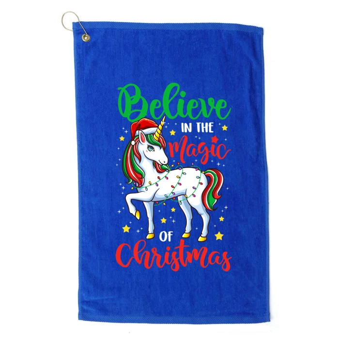 Believe In The Magic Of Christmas Unicorn Xmas Girl Meaningful Gift Platinum Collection Golf Towel