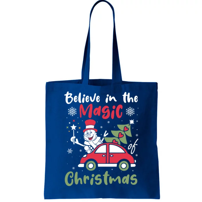 Believe In The Magic Of Christmas Snow Santa Holiday Gift Tote Bag