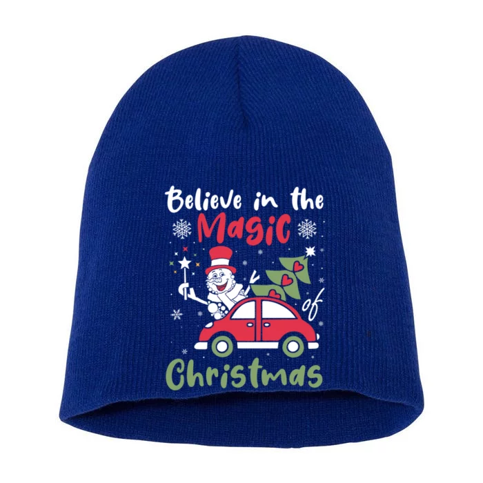 Believe In The Magic Of Christmas Snow Santa Holiday Gift Short Acrylic Beanie