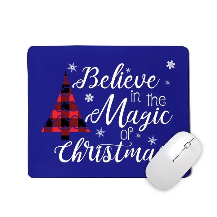 Believe In The Magic Of Christmas Tree In Red Buffalo Plaid Cool Gift Mousepad