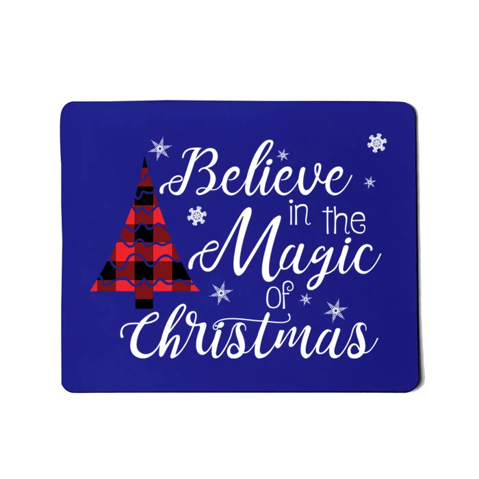 Believe In The Magic Of Christmas Tree In Red Buffalo Plaid Cool Gift Mousepad