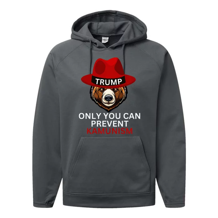 Bear In Trump Hat. Only You Can Prevent Communism. Performance Fleece Hoodie