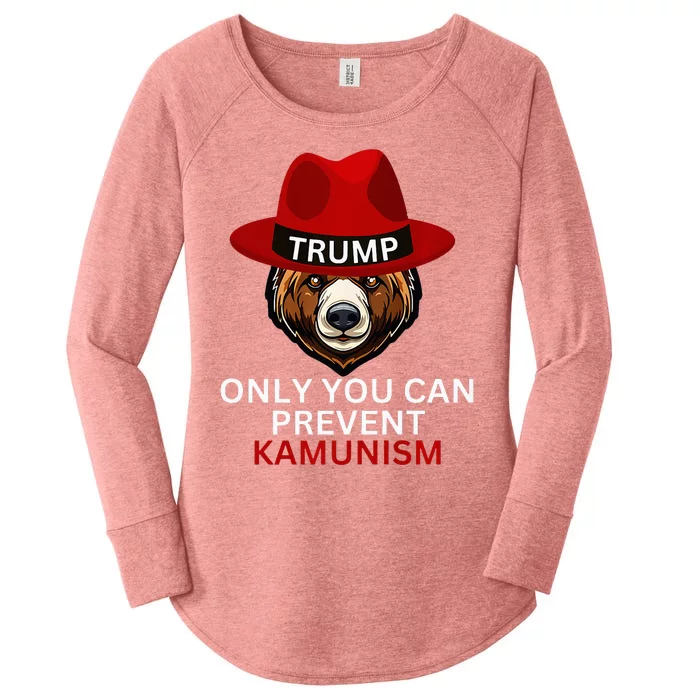 Bear In Trump Hat. Only You Can Prevent Communism. Women's Perfect Tri Tunic Long Sleeve Shirt