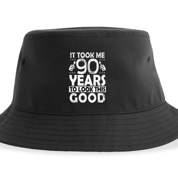 Birthday It Took Me 90 Years To Look This Good Funny 90Year Old Gift Sustainable Bucket Hat