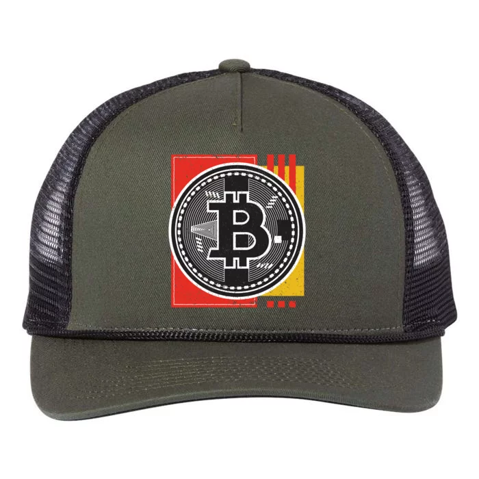 Bitcoin Abstract Retro Rope Trucker Hat Cap