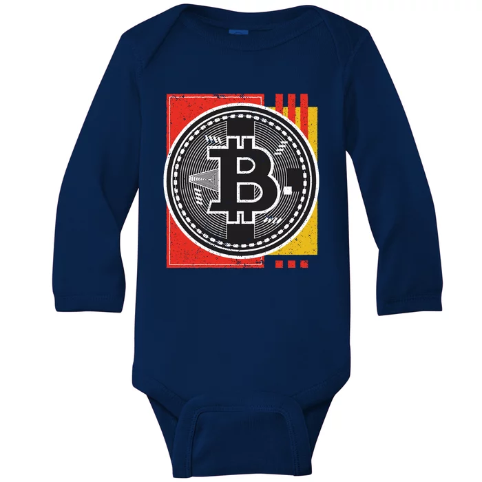 Bitcoin Abstract Baby Long Sleeve Bodysuit