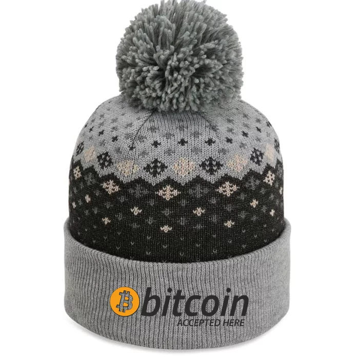 Bitcoin Accepted Here Cryptocurrency Logo The Baniff Cuffed Pom Beanie