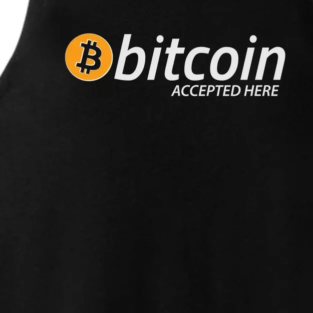 Bitcoin Accepted Here Cryptocurrency Logo Ladies Tri-Blend Wicking Tank