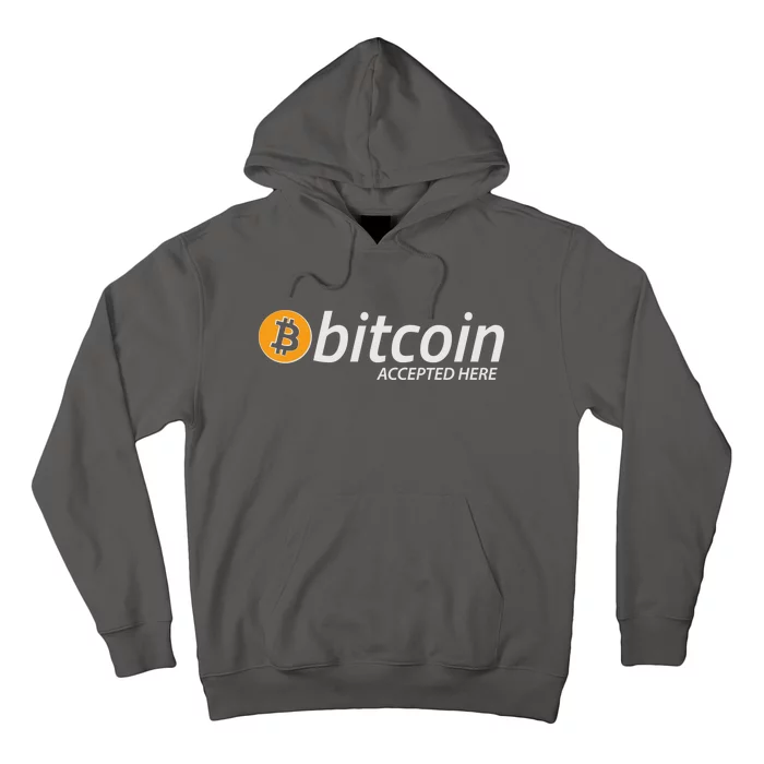 Bitcoin Accepted Here Cryptocurrency Logo Hoodie