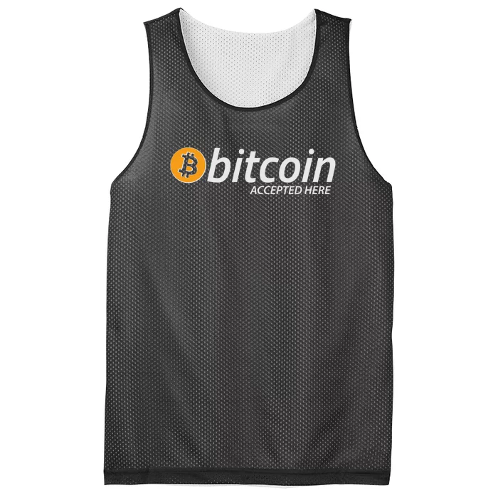 Bitcoin Accepted Here Cryptocurrency Logo Mesh Reversible Basketball Jersey Tank