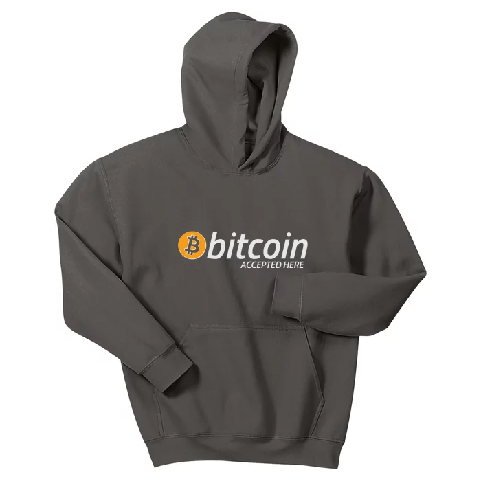 Bitcoin Accepted Here Cryptocurrency Logo Kids Hoodie