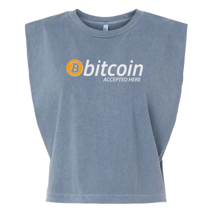 Bitcoin Accepted Here Cryptocurrency Logo Garment-Dyed Women's Muscle Tee