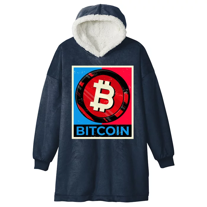 Bitcoin BTC Logo Crypto Currency Moon Hodl Hooded Wearable Blanket