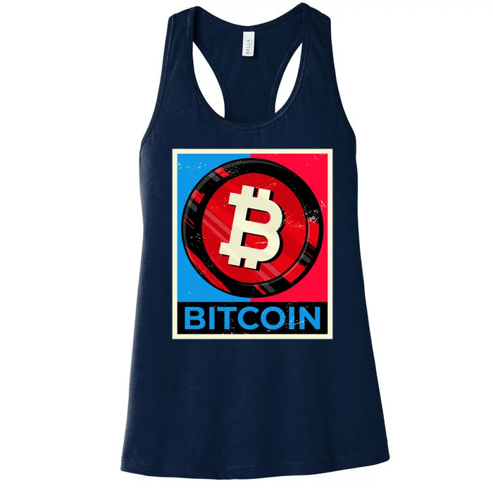 Bitcoin BTC Logo Crypto Currency Moon Hodl Women's Racerback Tank