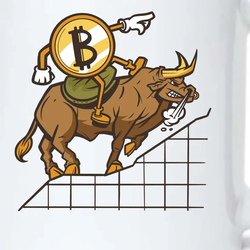 Bitcoin Cartoon Riding Bull Black Color Changing Mug