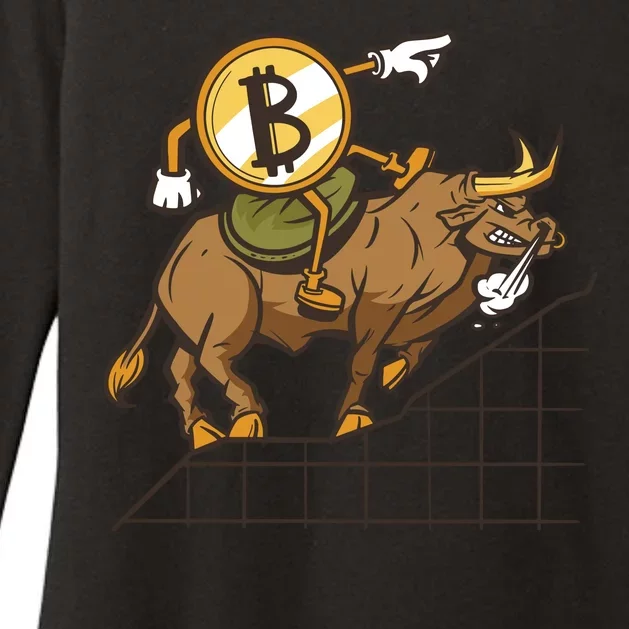 Bitcoin Cartoon Riding Bull Womens CVC Long Sleeve Shirt