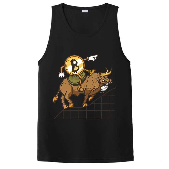 Bitcoin Cartoon Riding Bull Performance Tank