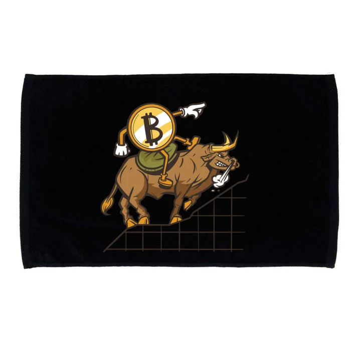 Bitcoin Cartoon Riding Bull Microfiber Hand Towel