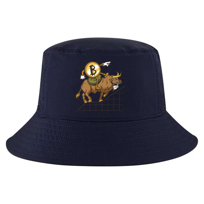 Bitcoin Cartoon Riding Bull Cool Comfort Performance Bucket Hat