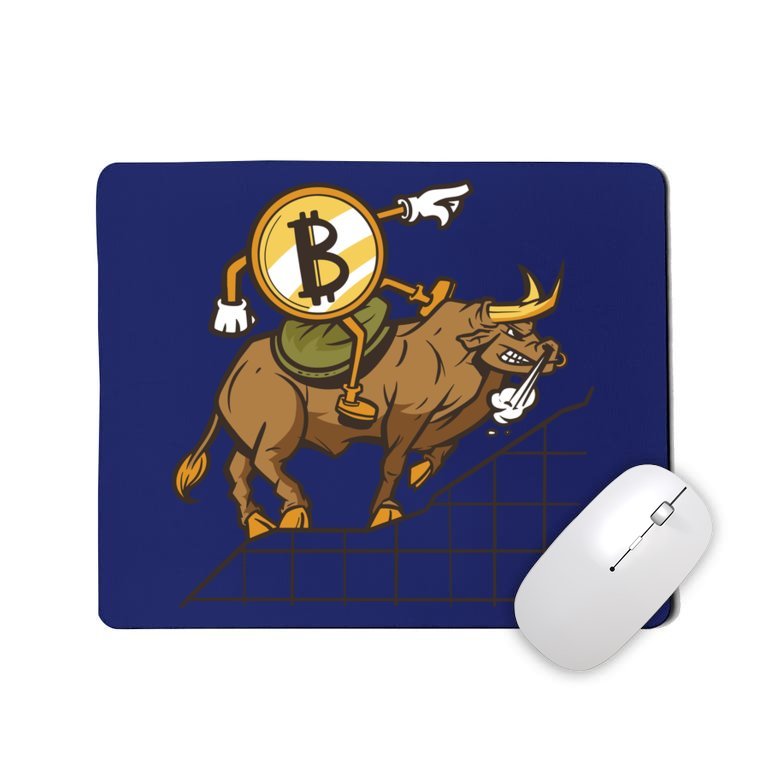 Bitcoin Cartoon Riding Bull Mousepad