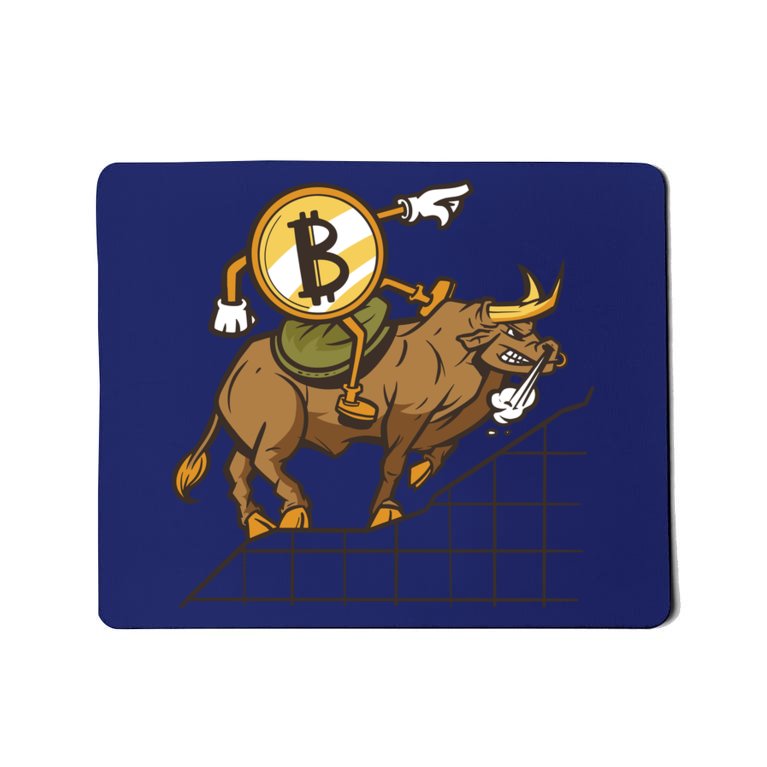 Bitcoin Cartoon Riding Bull Mousepad