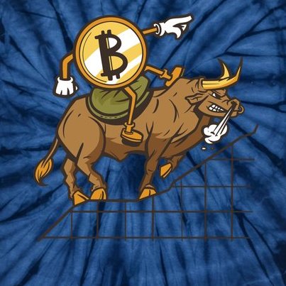 Bitcoin Cartoon Riding Bull Tie-Dye T-Shirt