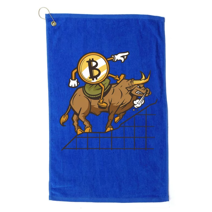 Bitcoin Cartoon Riding Bull Platinum Collection Golf Towel