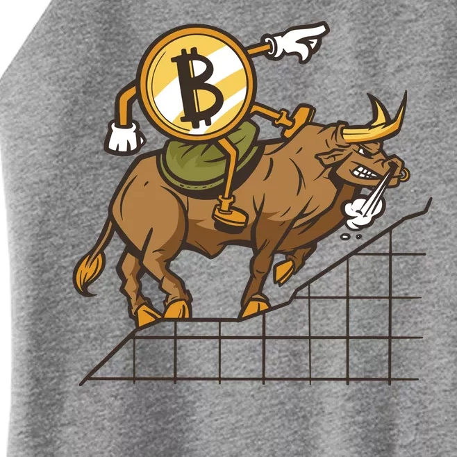 Bitcoin Cartoon Riding Bull Women’s Perfect Tri Rocker Tank