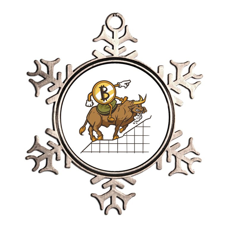 Bitcoin Cartoon Riding Bull Metallic Star Ornament