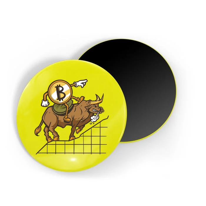 Bitcoin Cartoon Riding Bull Magnet