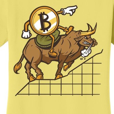 Bitcoin Cartoon Riding Bull Women's T-Shirt