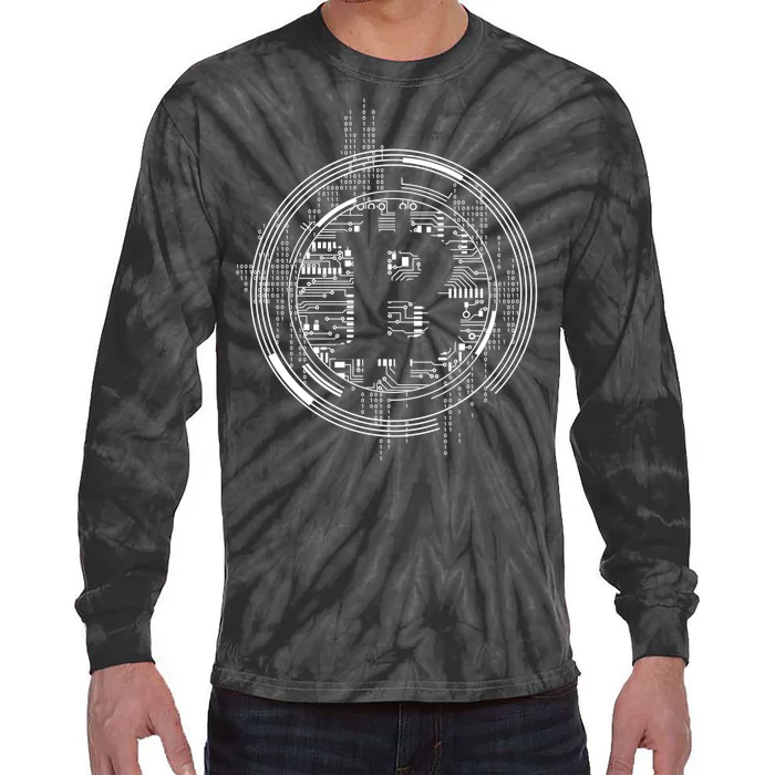 Bitcoin Chip Logo Tie-Dye Long Sleeve Shirt