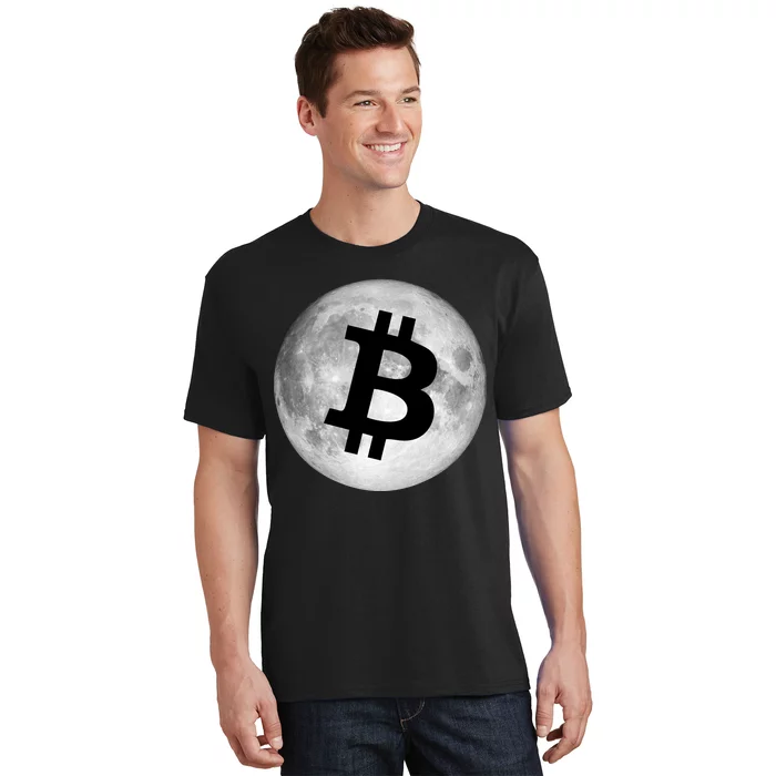 Bitcoin Cryptocurrency Fly Me To The Moon Logo T-Shirt