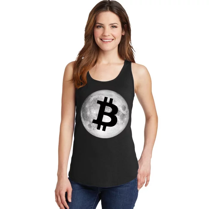 Bitcoin Cryptocurrency Fly Me To The Moon Logo Ladies Essential Tank