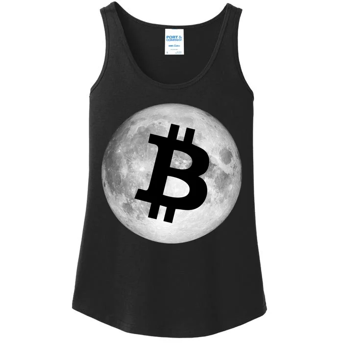 Bitcoin Cryptocurrency Fly Me To The Moon Logo Ladies Essential Tank