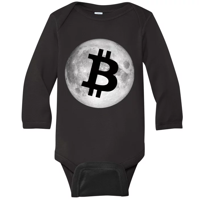 Bitcoin Cryptocurrency Fly Me To The Moon Logo Baby Long Sleeve Bodysuit