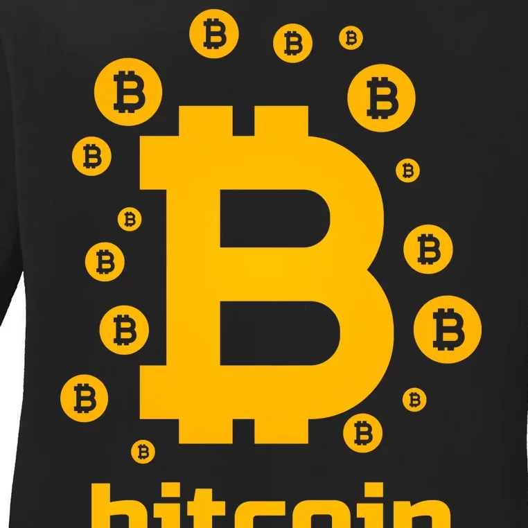 Bitcoin Cryptocurrency Logo Ladies Long Sleeve Shirt