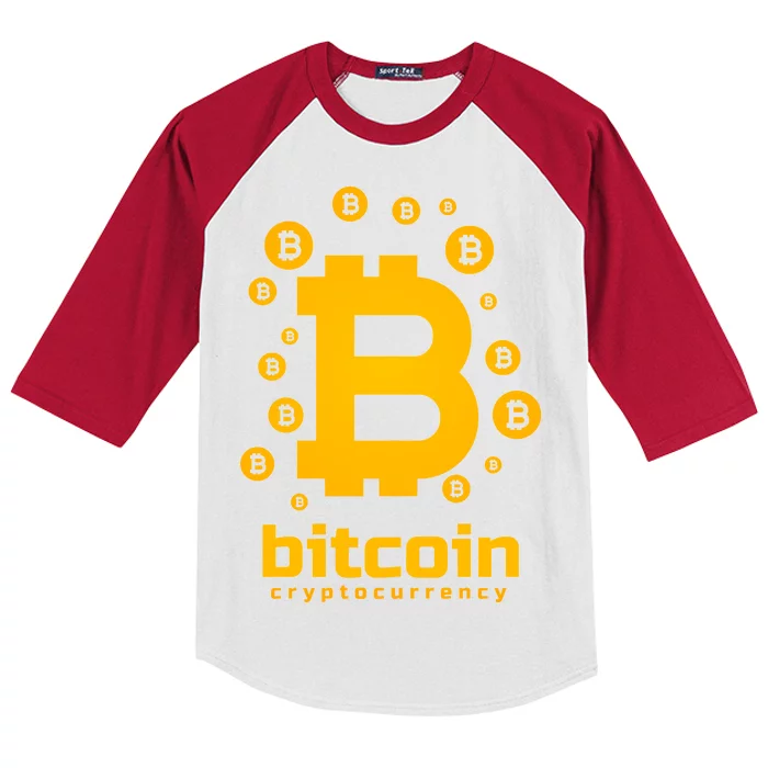 Bitcoin Cryptocurrency Logo Kids Colorblock Raglan Jersey