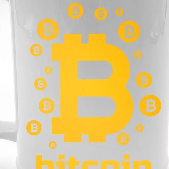 Bitcoin Cryptocurrency Logo Front & Back Beer Stein