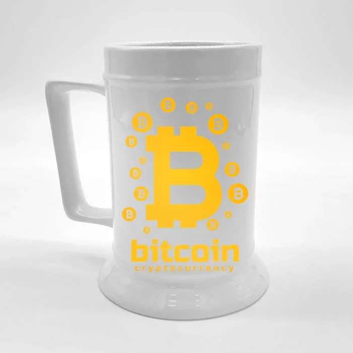 Bitcoin Cryptocurrency Logo Front & Back Beer Stein