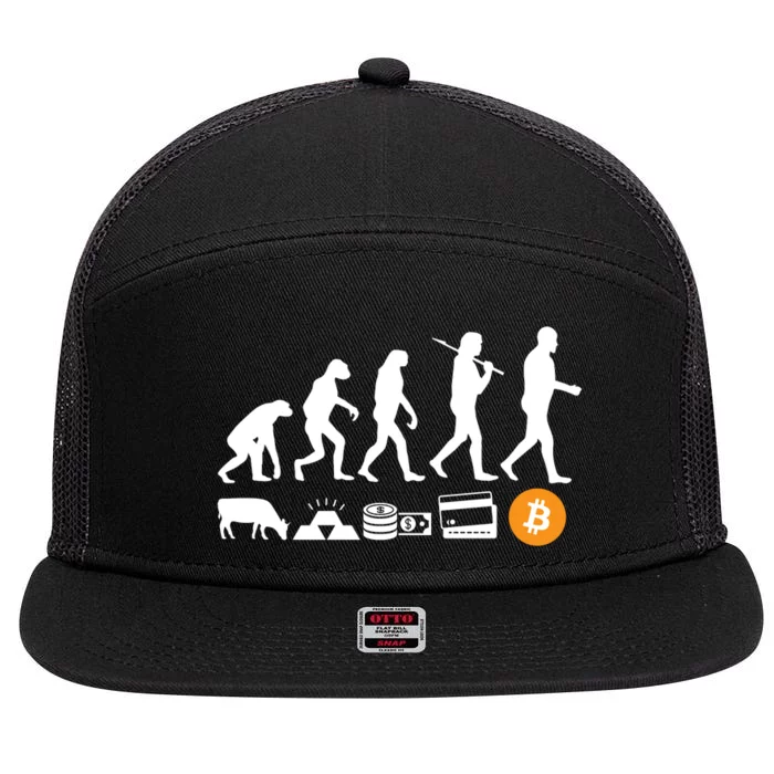 Bitcoin Evolution 7 Panel Mesh Trucker Snapback Hat