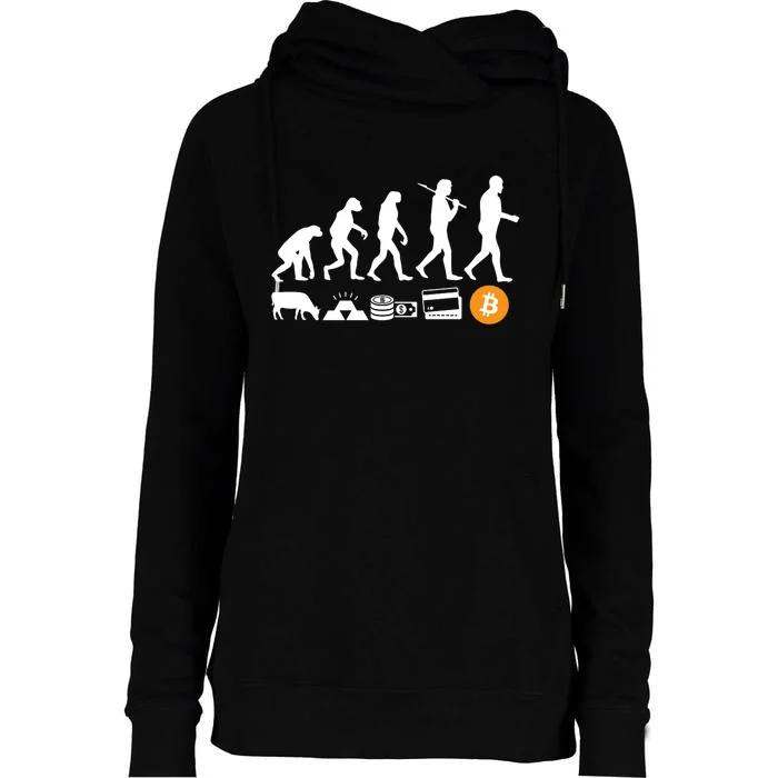 Bitcoin Evolution Womens Funnel Neck Pullover Hood