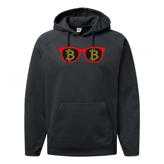 Bitcoin Glasses Performance Fleece Hoodie